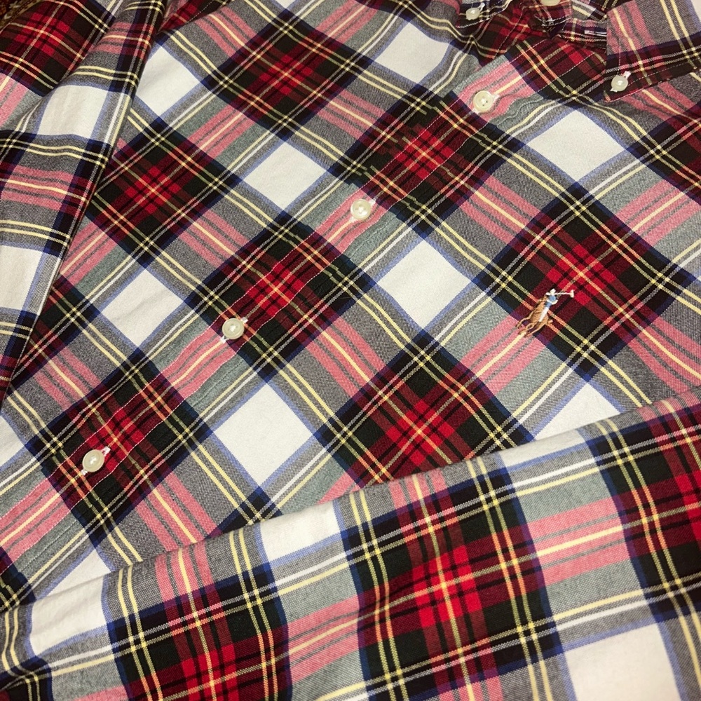 Ralph Lauren Men's Plaid Shirt - Red, Black, White